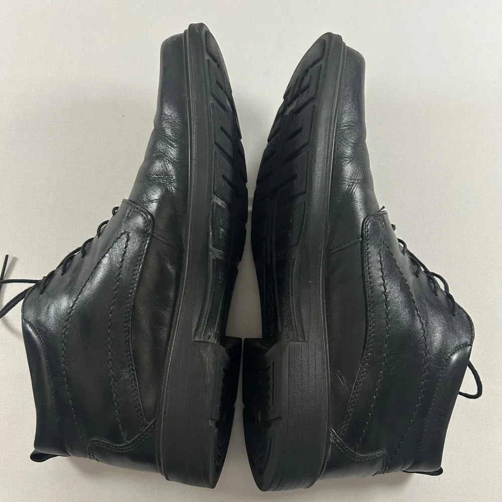 ECCO Chukka Boots Mens 13/EU47 Black Leather Gore-Tex Waterproof Square Toe
